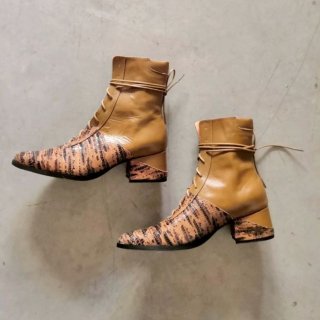 Women's Brown Snake Leather Lace up Ankle Boots Comfortable | Canada  Women's Brown Snake Leather Lace up Ankle Boots Comfortable | Canada
